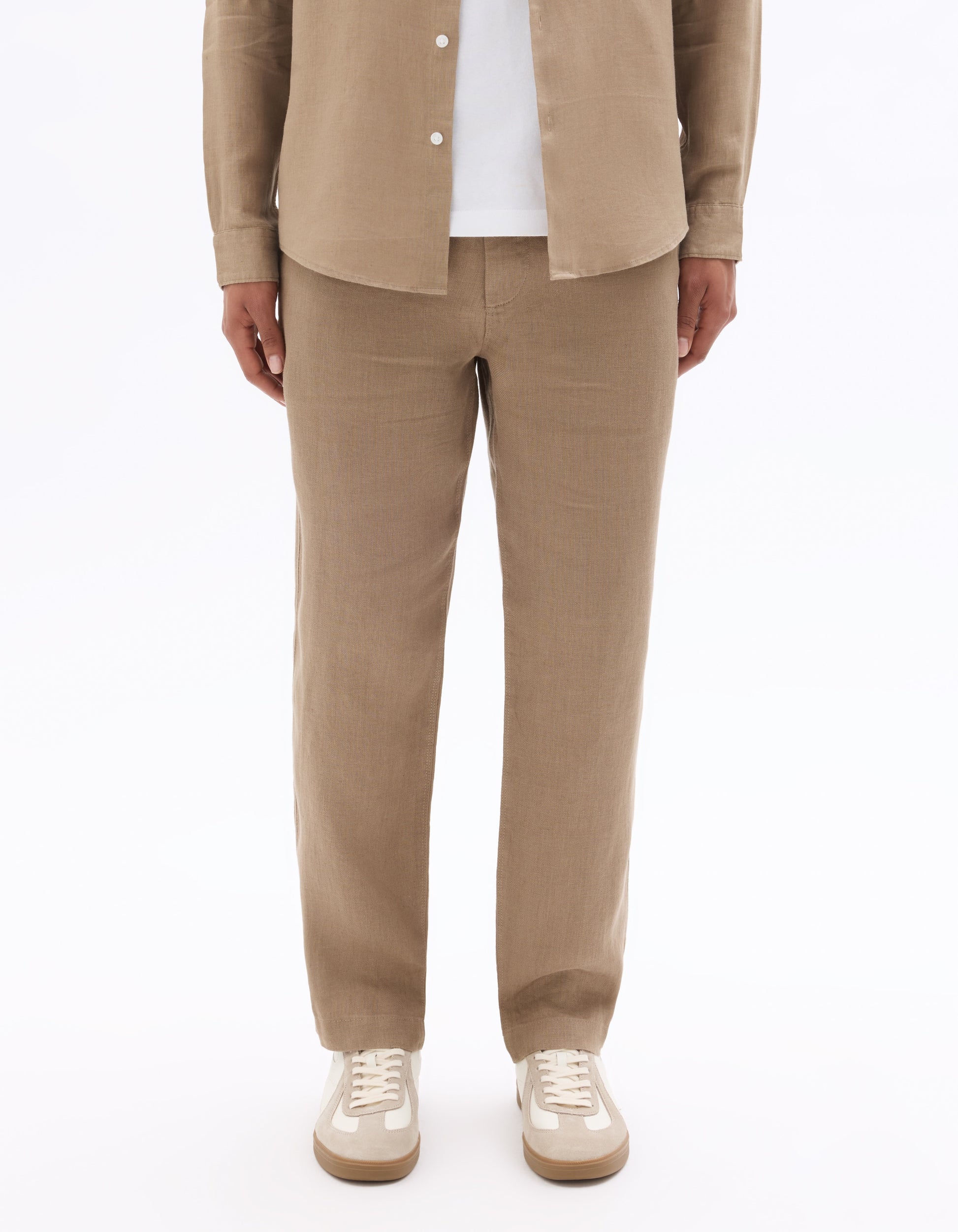 Celio 100% Linen Straight Pants - Brown