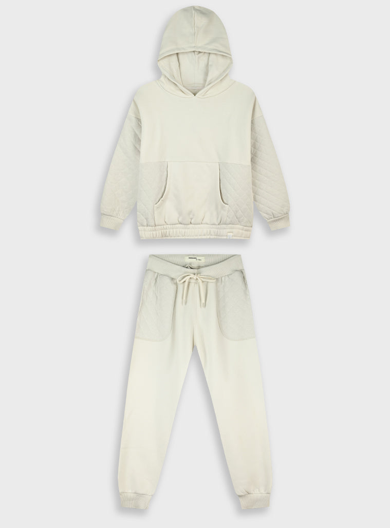 Cotton Blend Girl Tracksuit - Ice