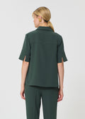 Tony dark green in fluid crepe
