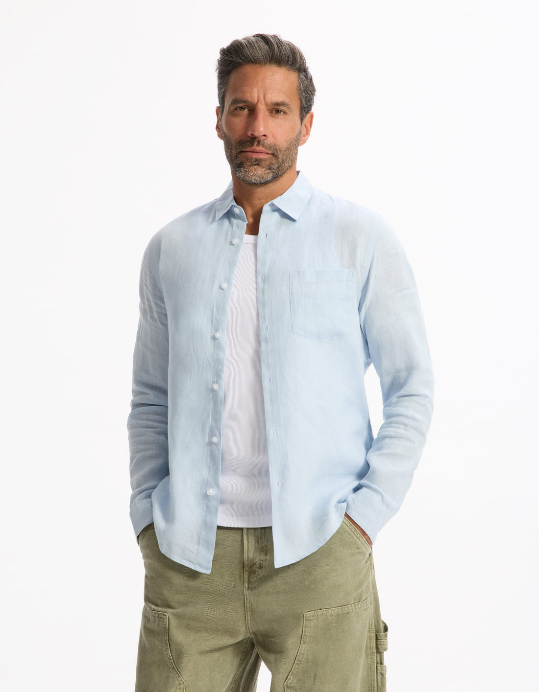 light blue Long sleeves Shirt
