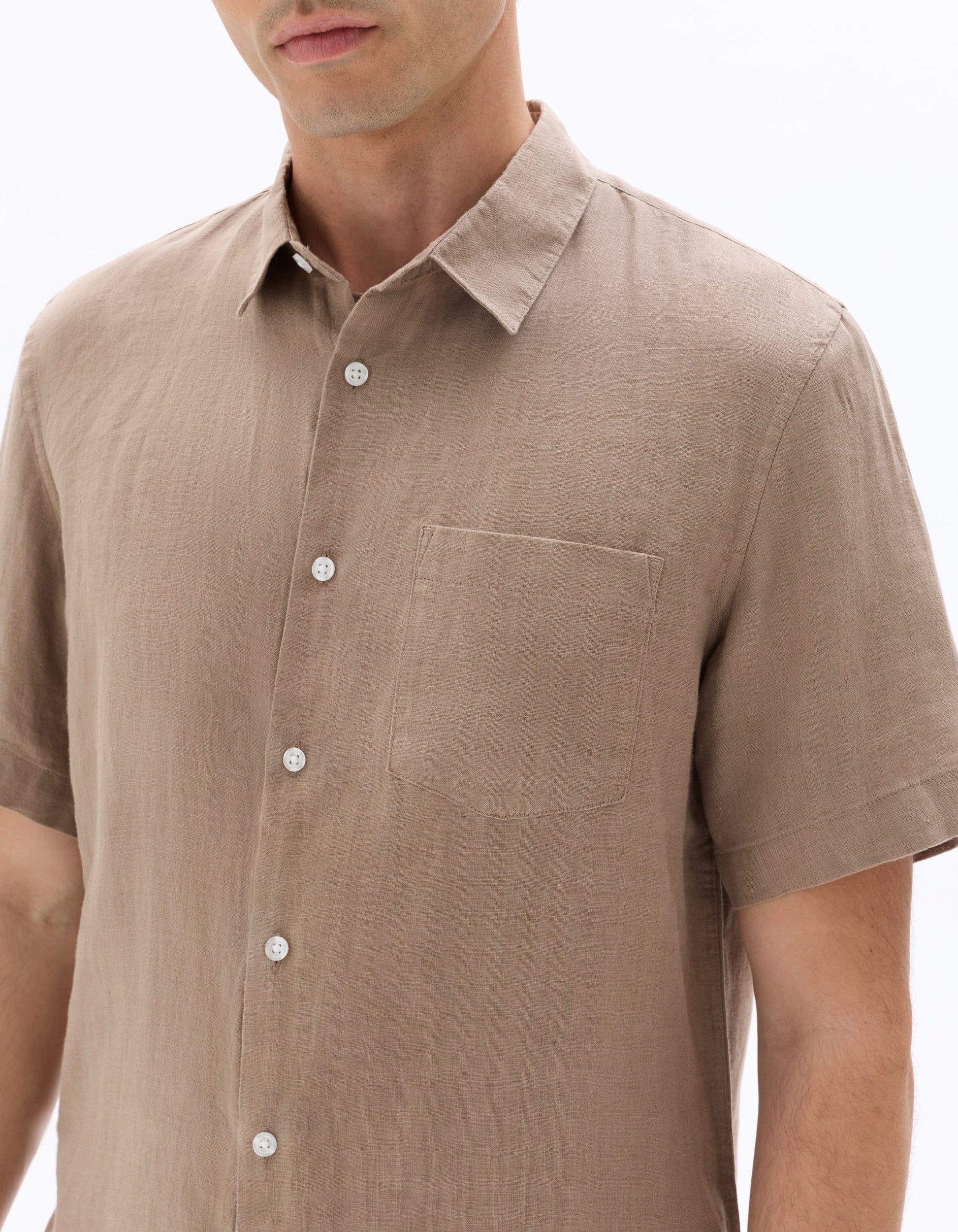 Regular fit 100% linen short-sleeve shirt Celio