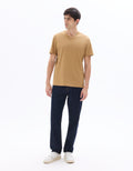 Celio V-Neck Regular Fit 100% Cotton T-shirt - Beige