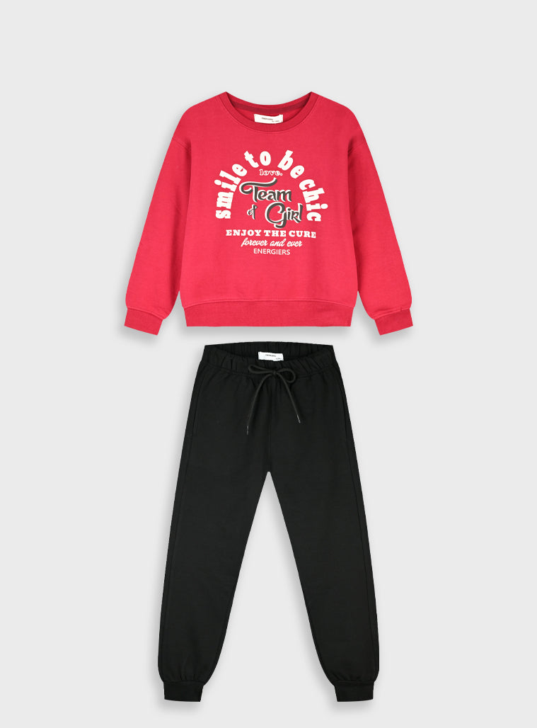 Cotton Girl Tracksuit - Black