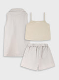 Yellow 3 Pcs.Set(Top,Shorts,Vest) for Girls