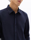 Celio Regular Fit Ribbed Shirt - Navy