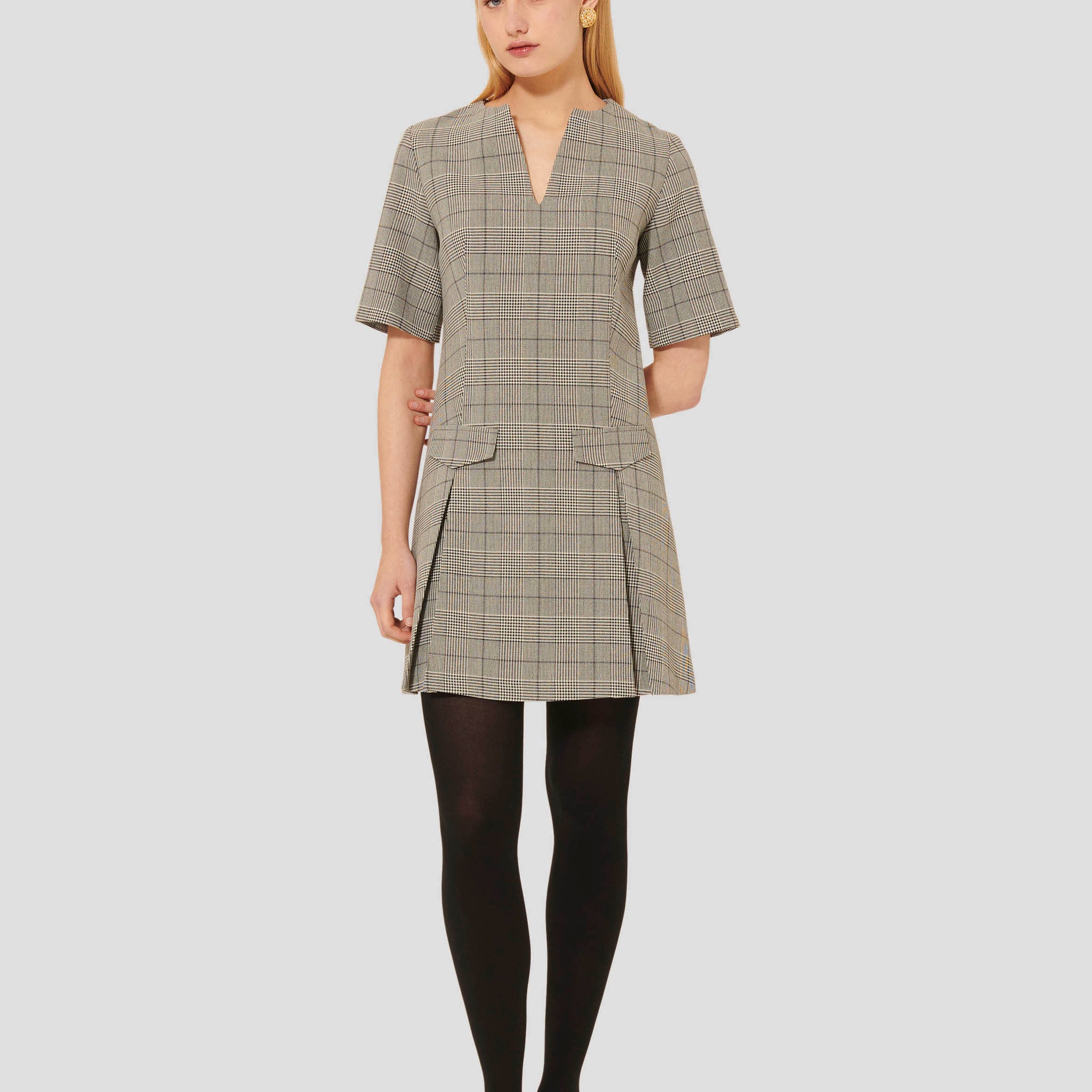 Riyu grey glen plaid dress by Tara Jarmon Lebanon