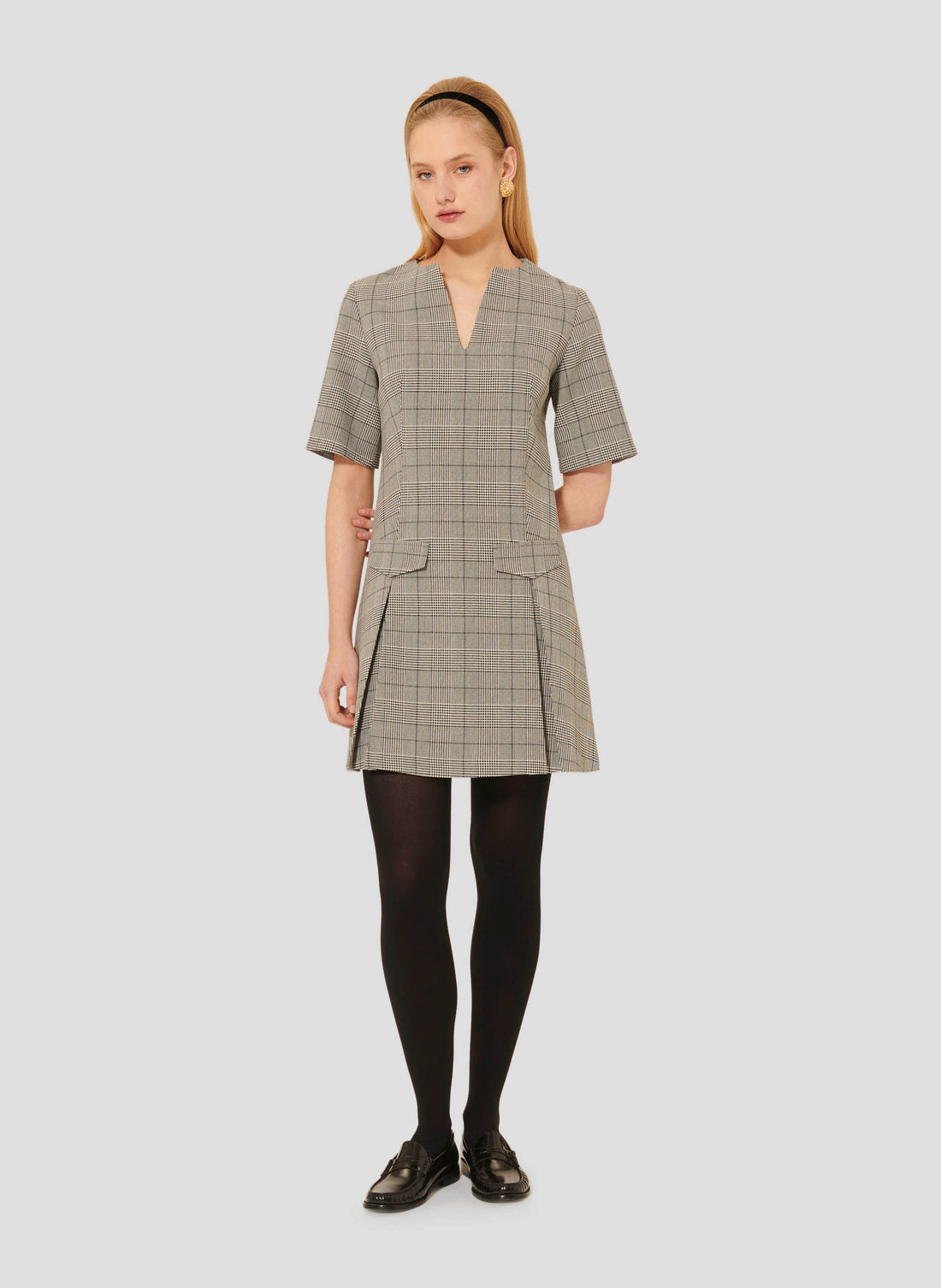 Riyu grey glen plaid dress by Tara Jarmon Lebanon