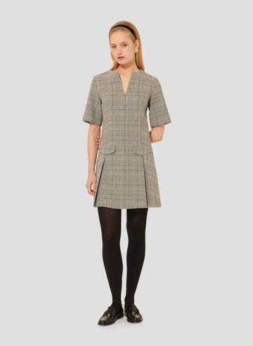 Riyu grey glen plaid dress by Tara Jarmon Lebanon