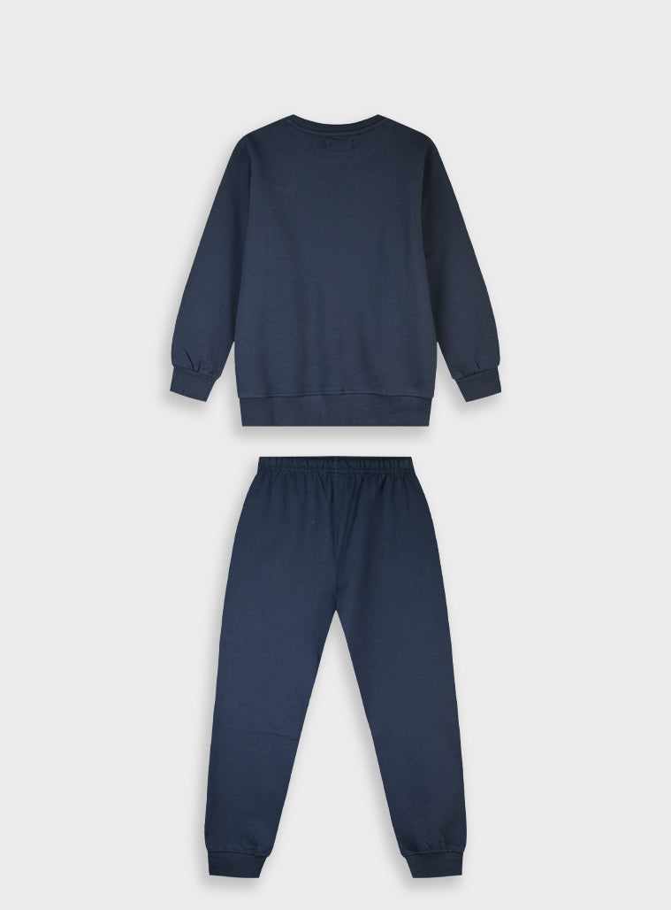 Cotton Blend Boy Tracksuit - Navy