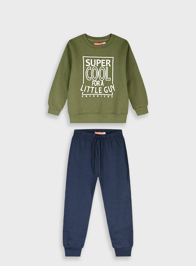 Cotton Blend Boy Tracksuit - Navy