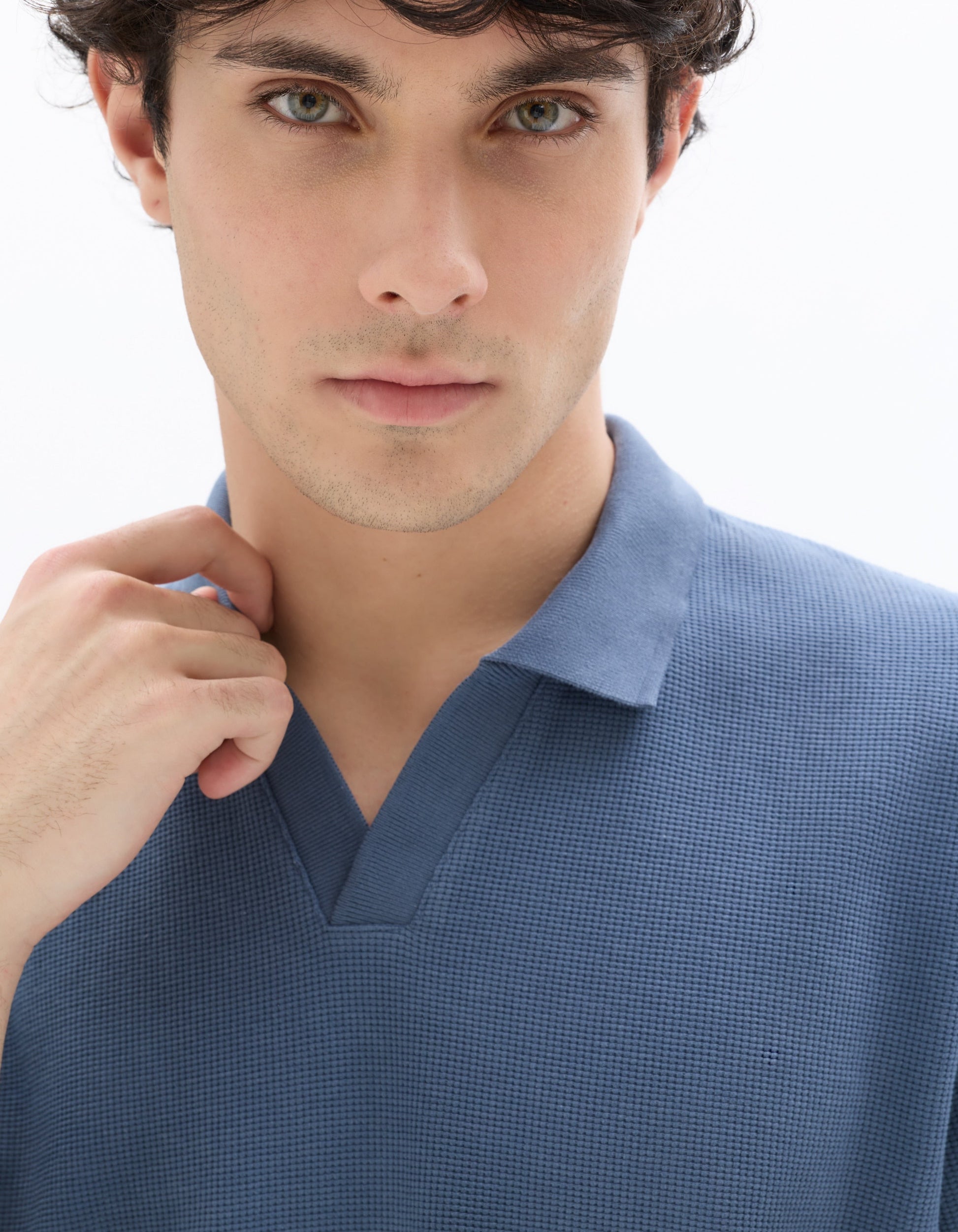 Regular fit waffle-knit polo shirt Celio