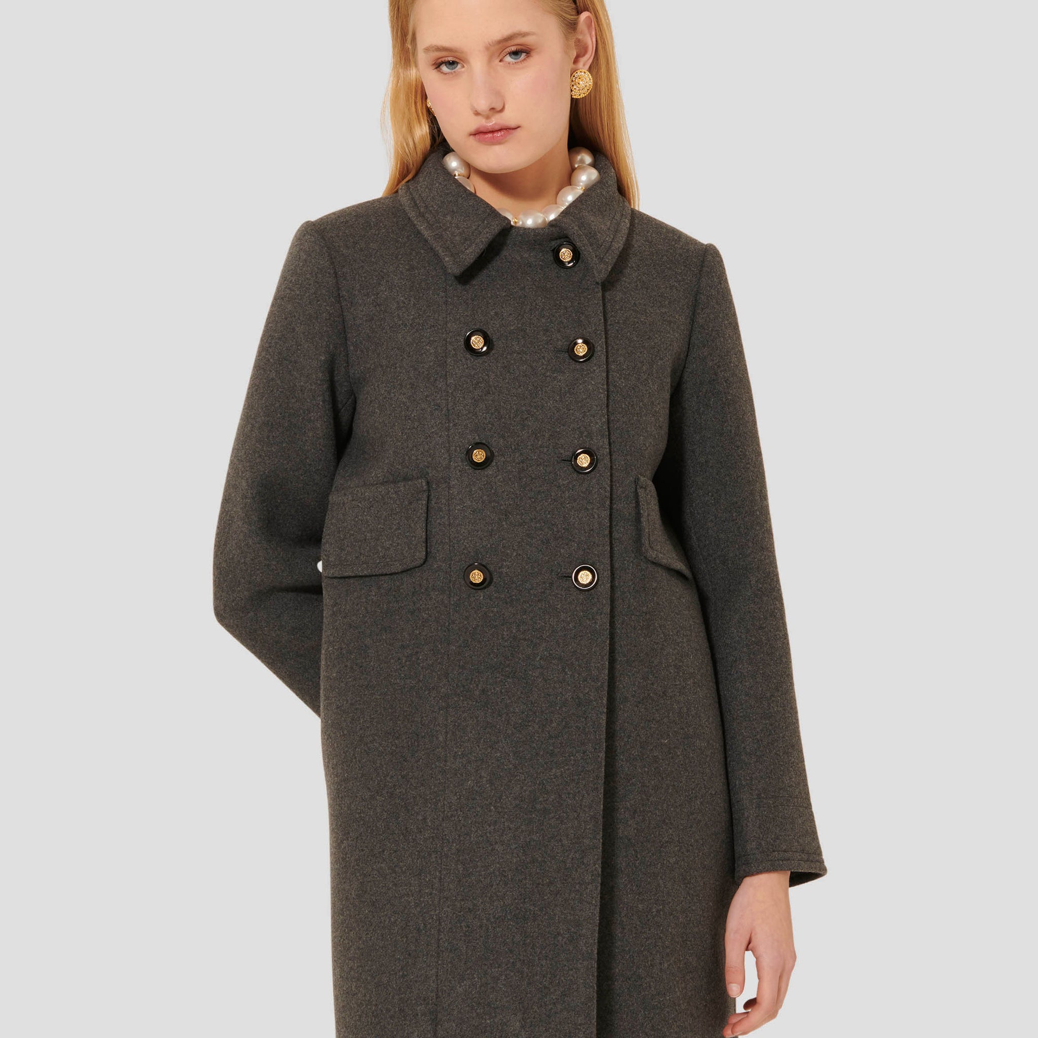 Marceau grey caban coat by Tara Jarmon Lebanon
