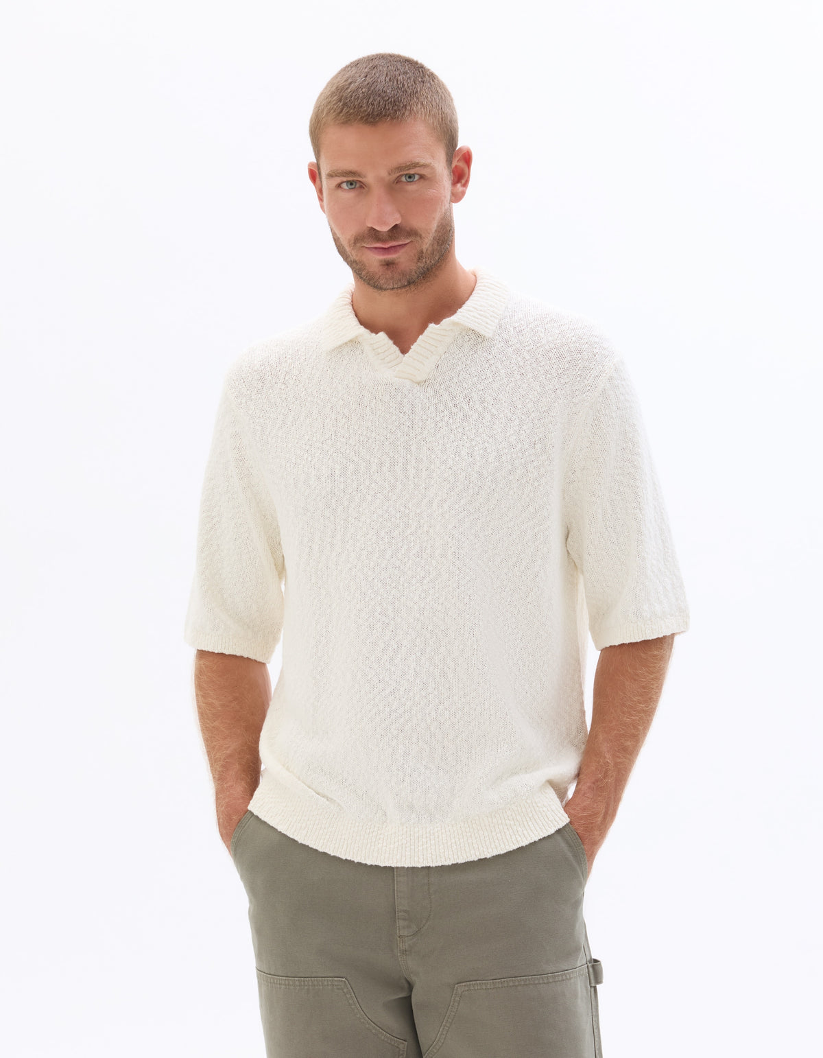 Celio Cotton Short-Sleeved Polo - White