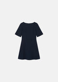 dress in midnight blue fluid crepe