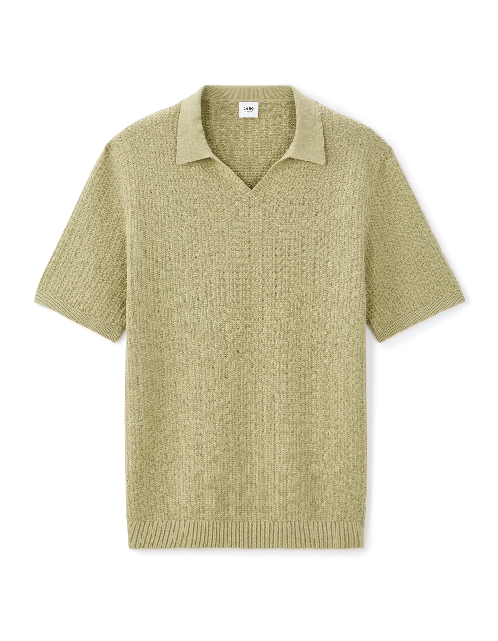 Celio Regular Fit 100% Cotton Knit Polo Shirt - Green