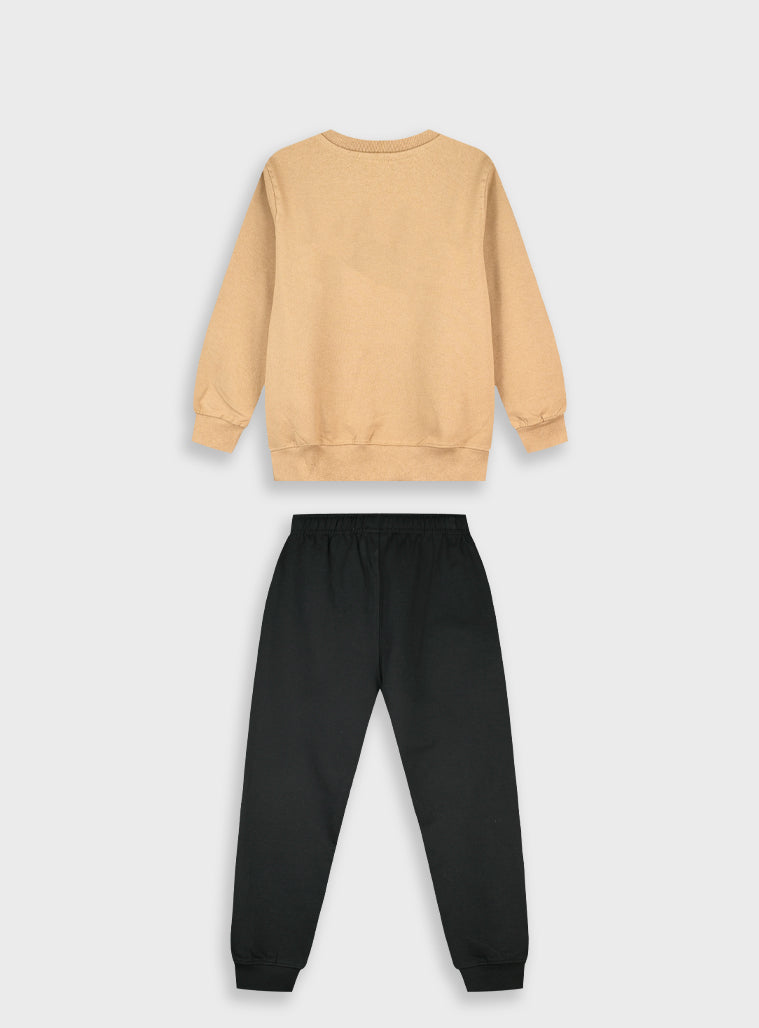 Cotton Blend Boy Tracksuit - Black