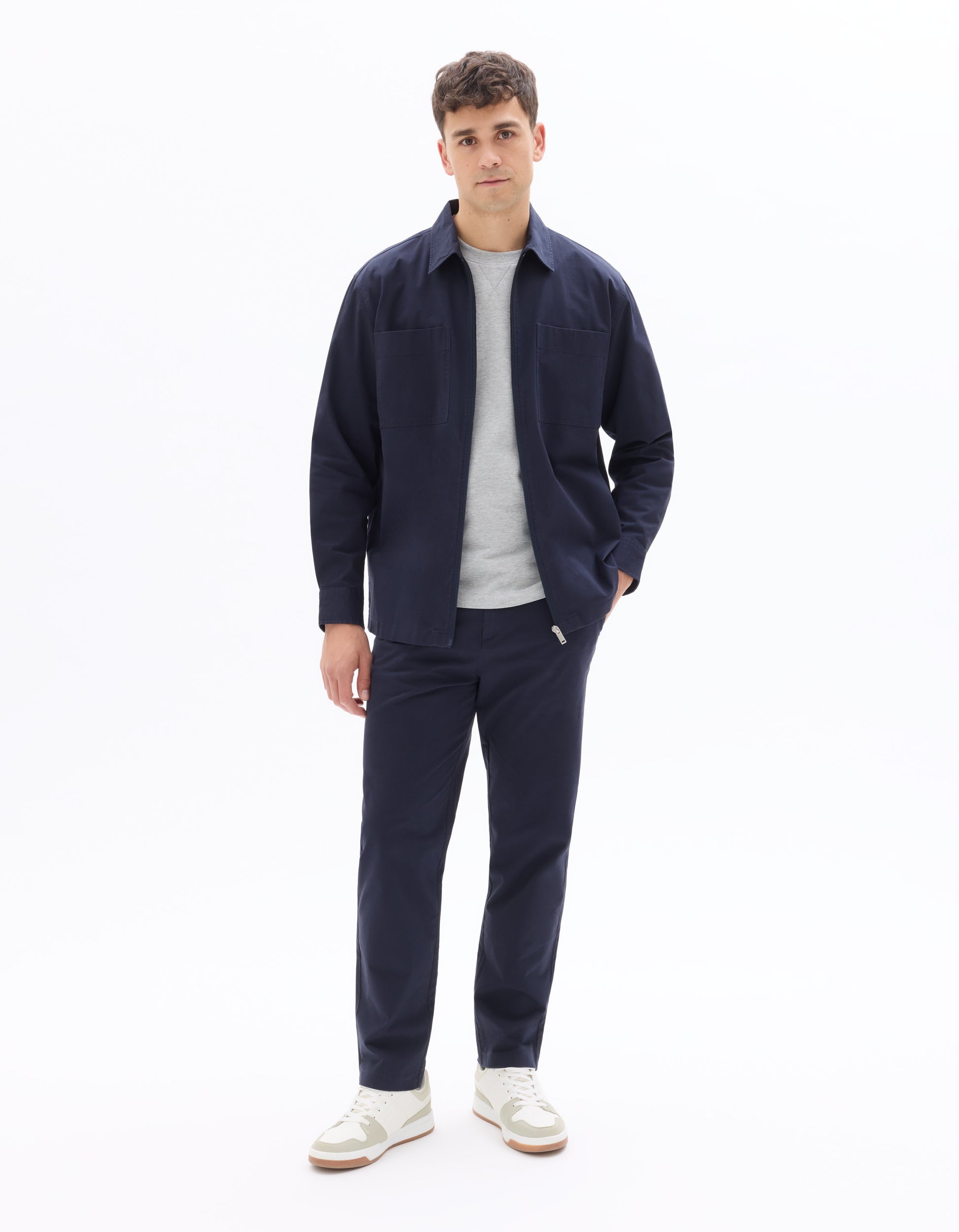 Celio All-Day Slim Fit Cropped 7/8 Solid Navy Pants - Navy