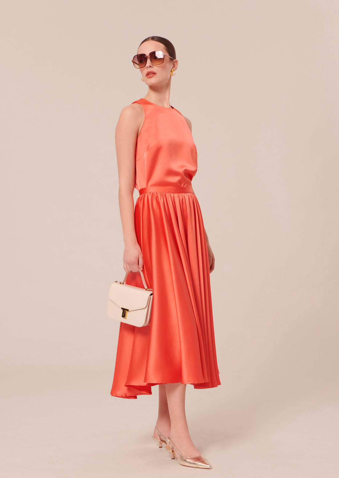 Tellia coral top in fluid satin by Tara Jarmon Lebanon