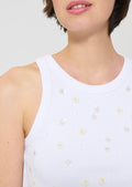 tank top in white embroidered cotton