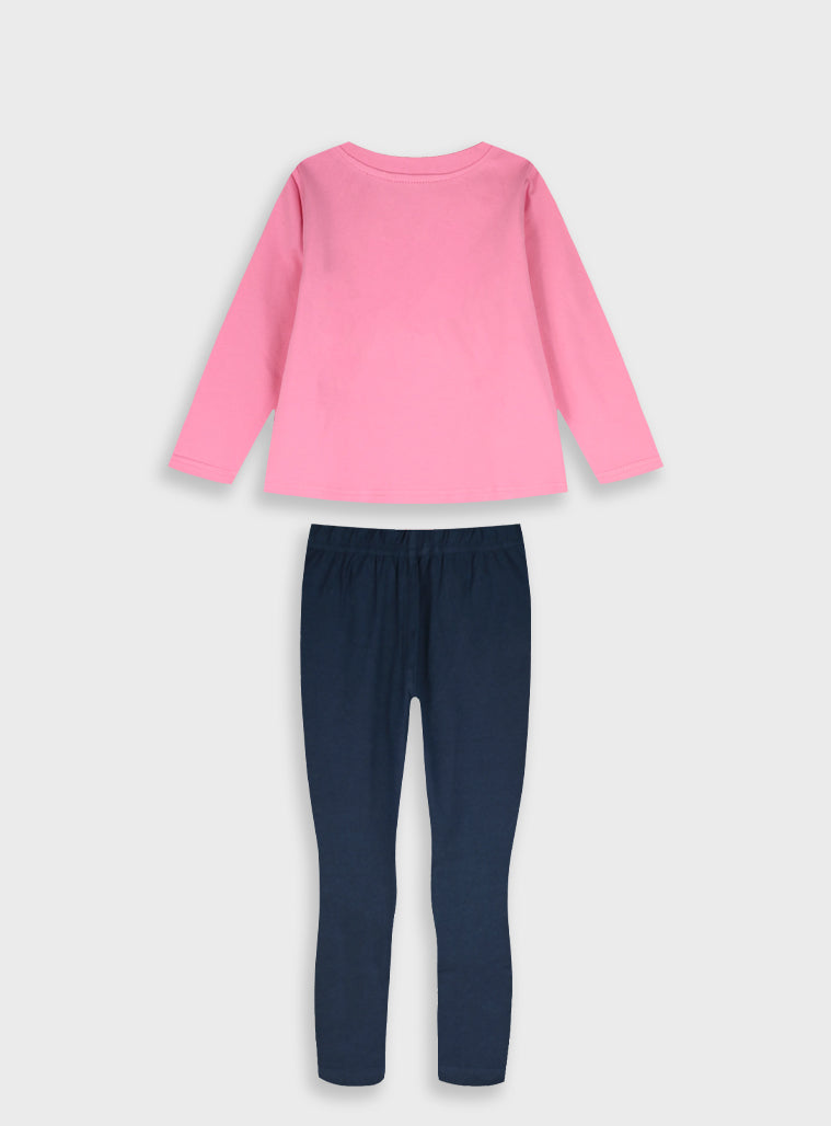Cotton Girl Set - Navy