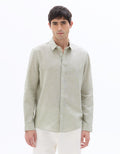 Celio Regular Fit French Collar Linen and Cotton Shirt - Green