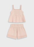 Beige Set(Blouse,Shorts) for Girls