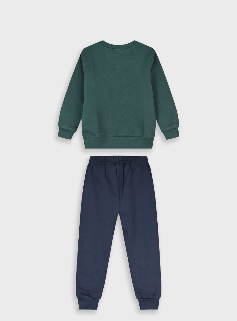 Cotton Blend Boy Tracksuit - Navy