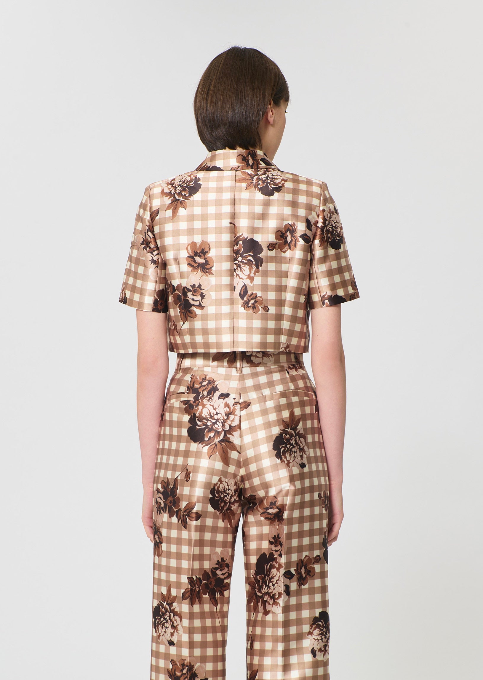 jacket in beige gingham print