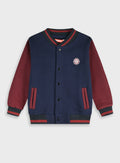 Cotton Blend Boy Cardigan - Navy