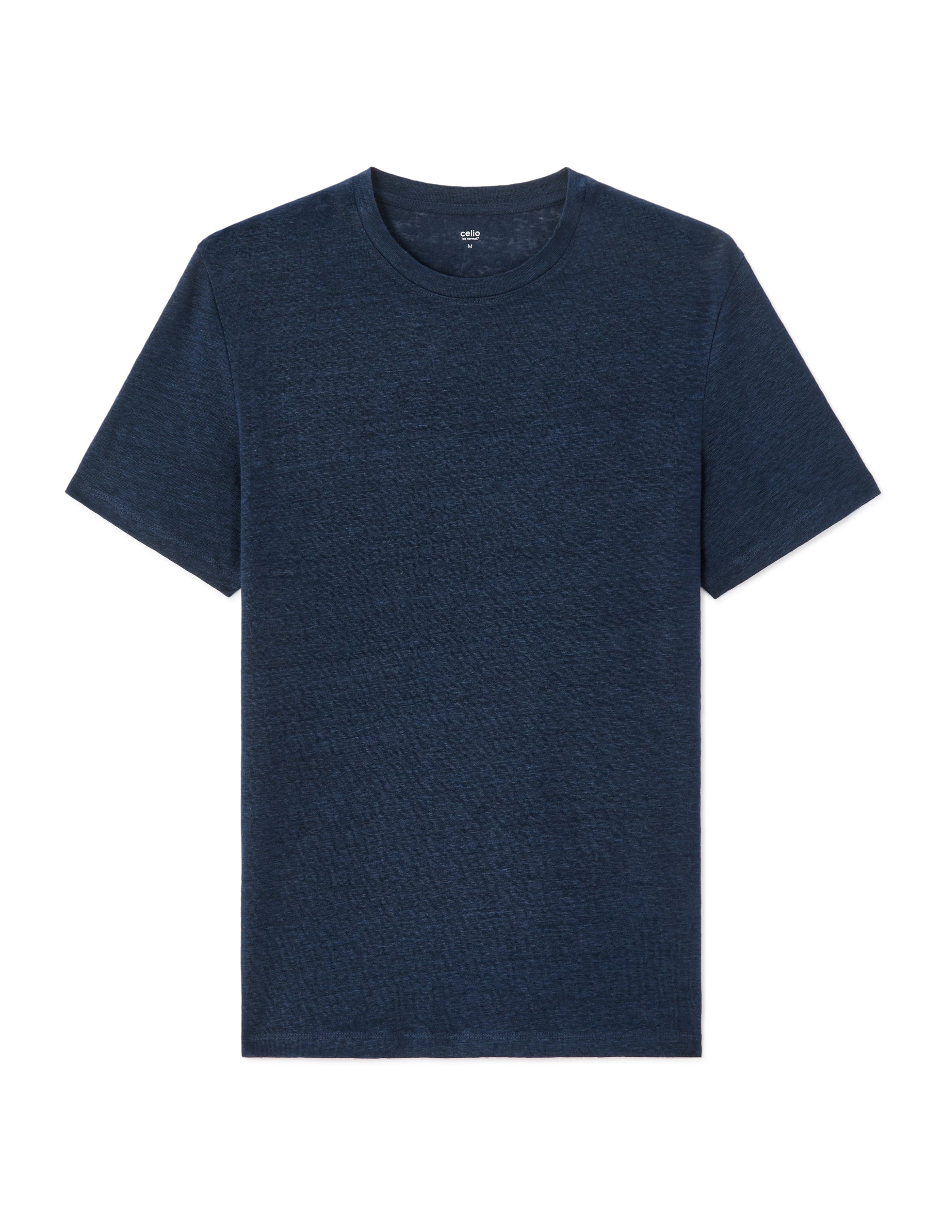 Celio Regular fit crew neck T-shirt 100% Linen - Navy