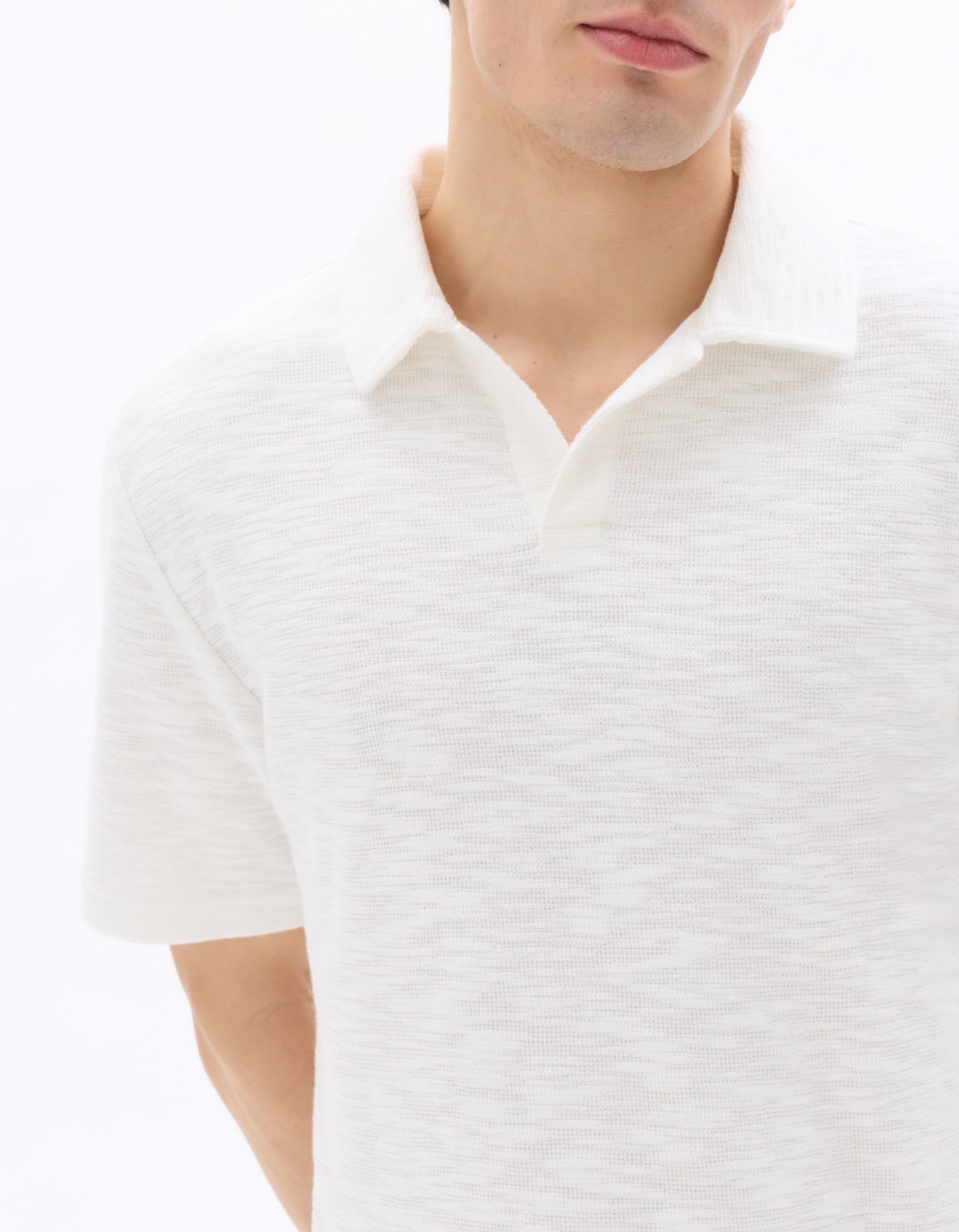 Regular Fit Cuban Collar Polo Shirt with Bouclé Effect Celio