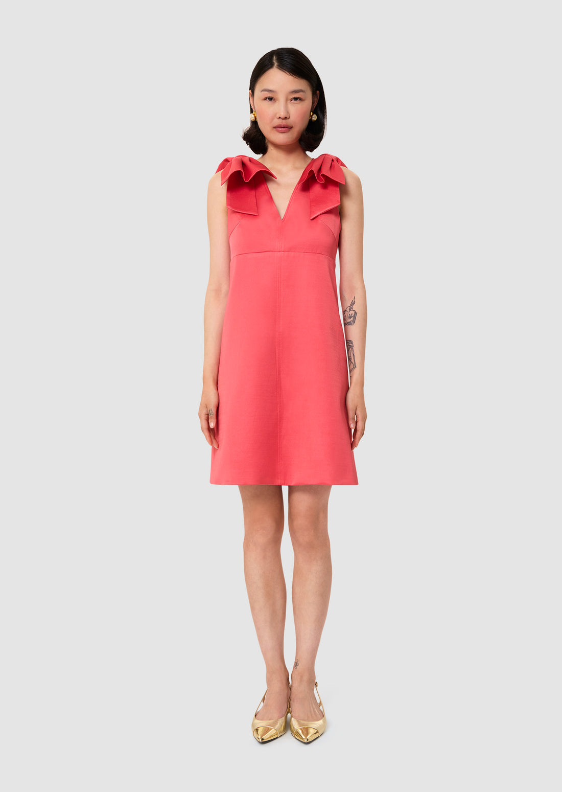 Remarquable red satin linen dress by Tara Jarmon Lebanon
