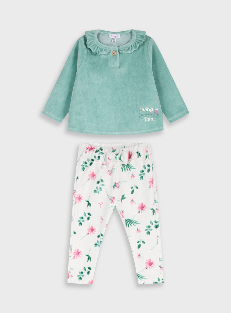  Multi Infant'S Set(Blouse,Leggins) For Girl