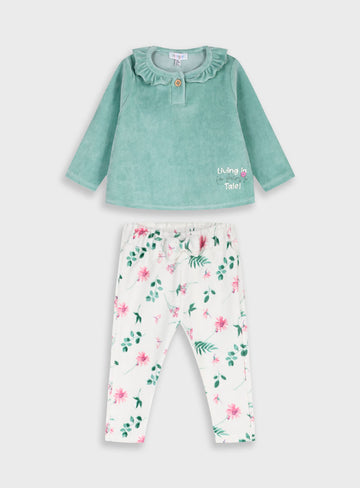  Multi Infant'S Set(Blouse,Leggins) For Girl