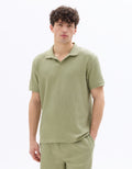 Celio Regular fit ribbed knit 100% cotton polo - Green
