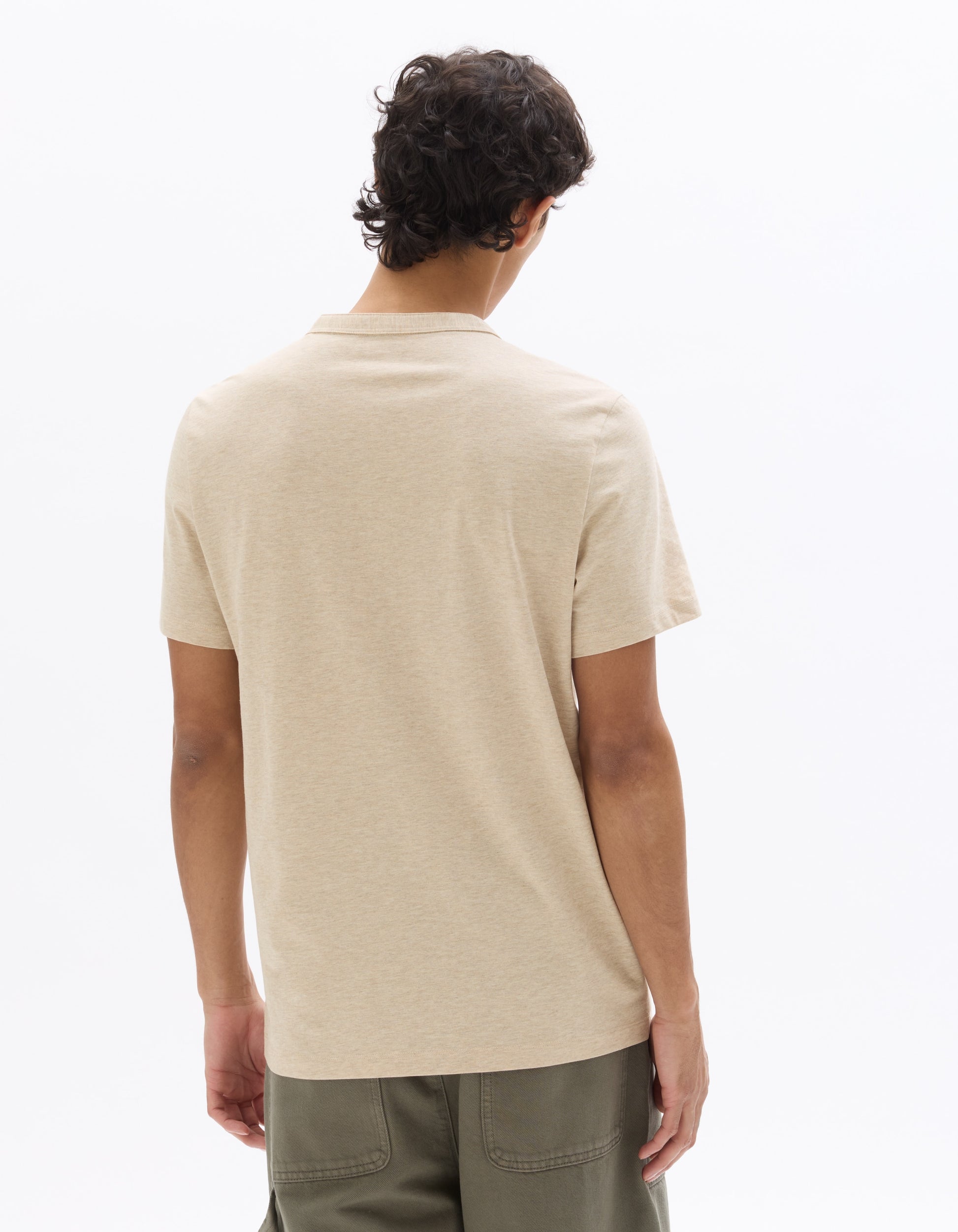 Celio Regular Fit Henley Cotton Blend T-shirt - Beige
