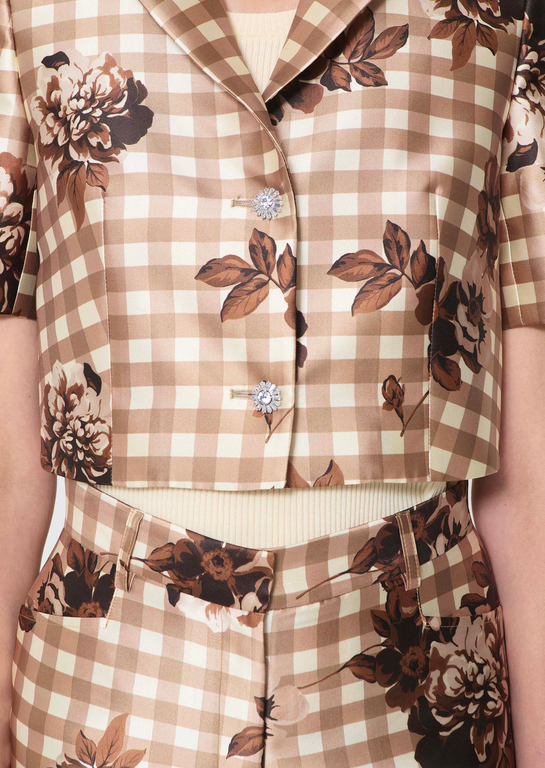 jacket in beige gingham print