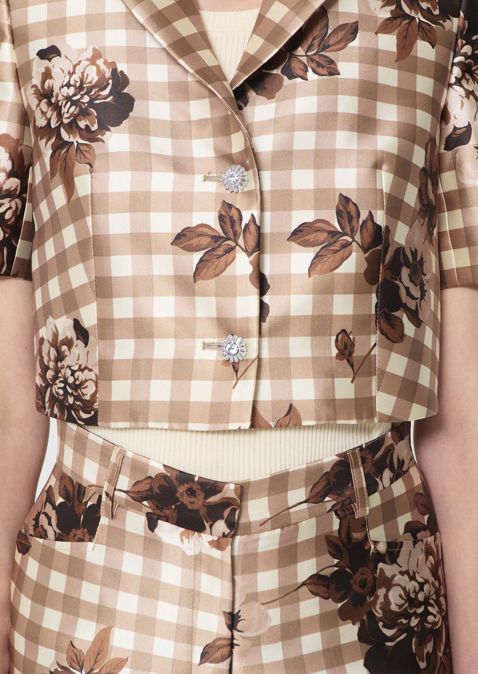 jacket in beige gingham print