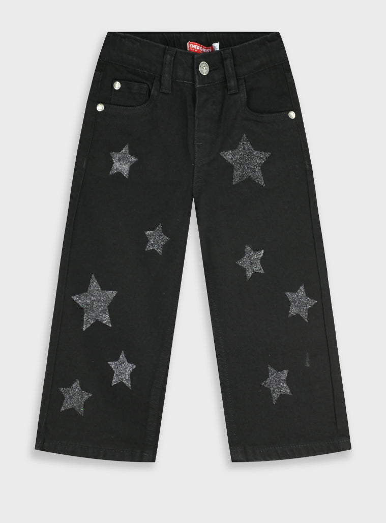 Cotton Girl Trousers - Black Denim