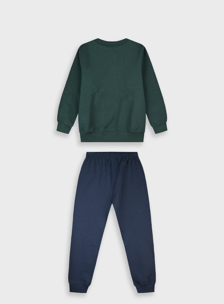 Cotton Blend Boy Tracksuit - Navy