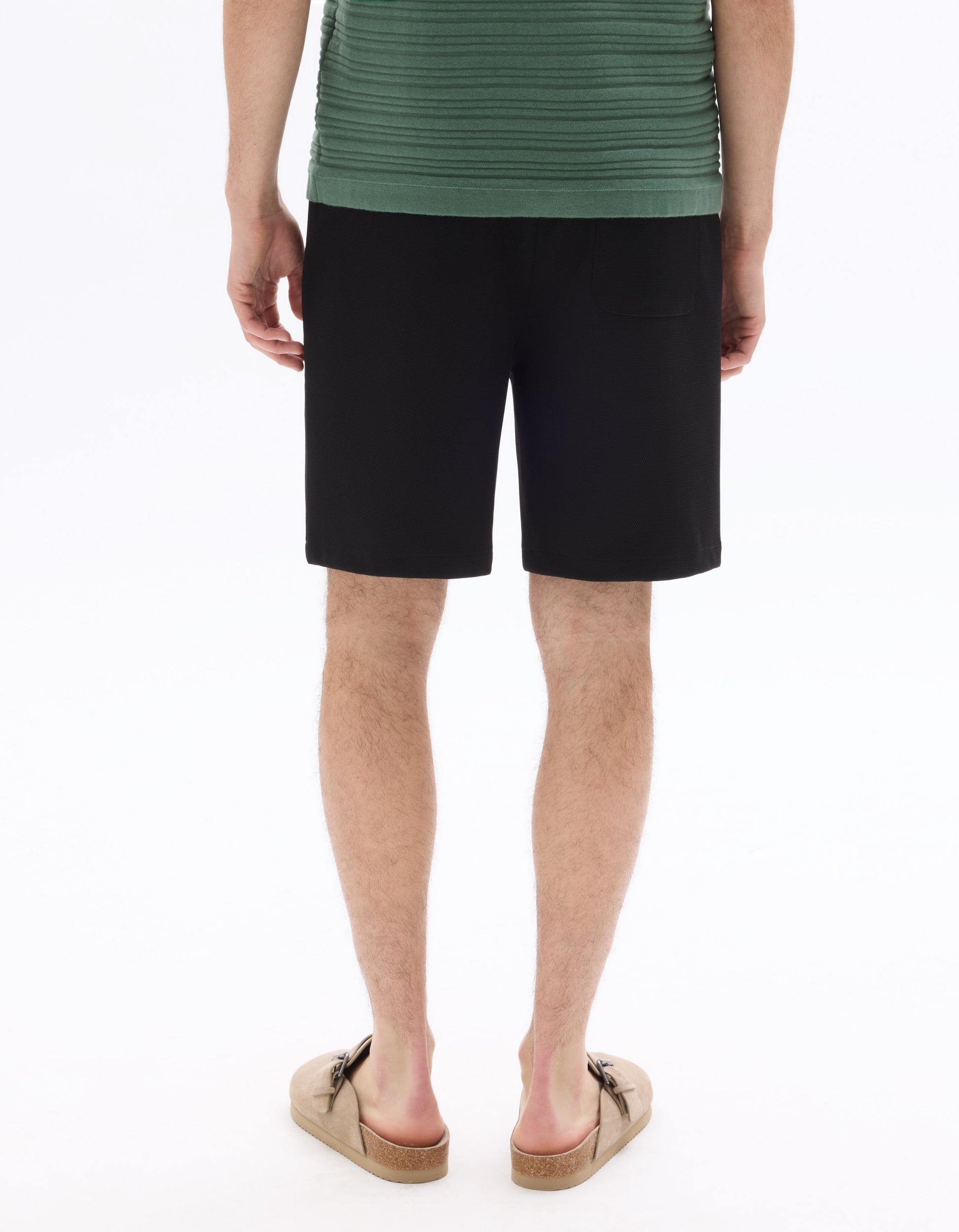 Celio Black Pique Knit Bermuda Shorts - Black