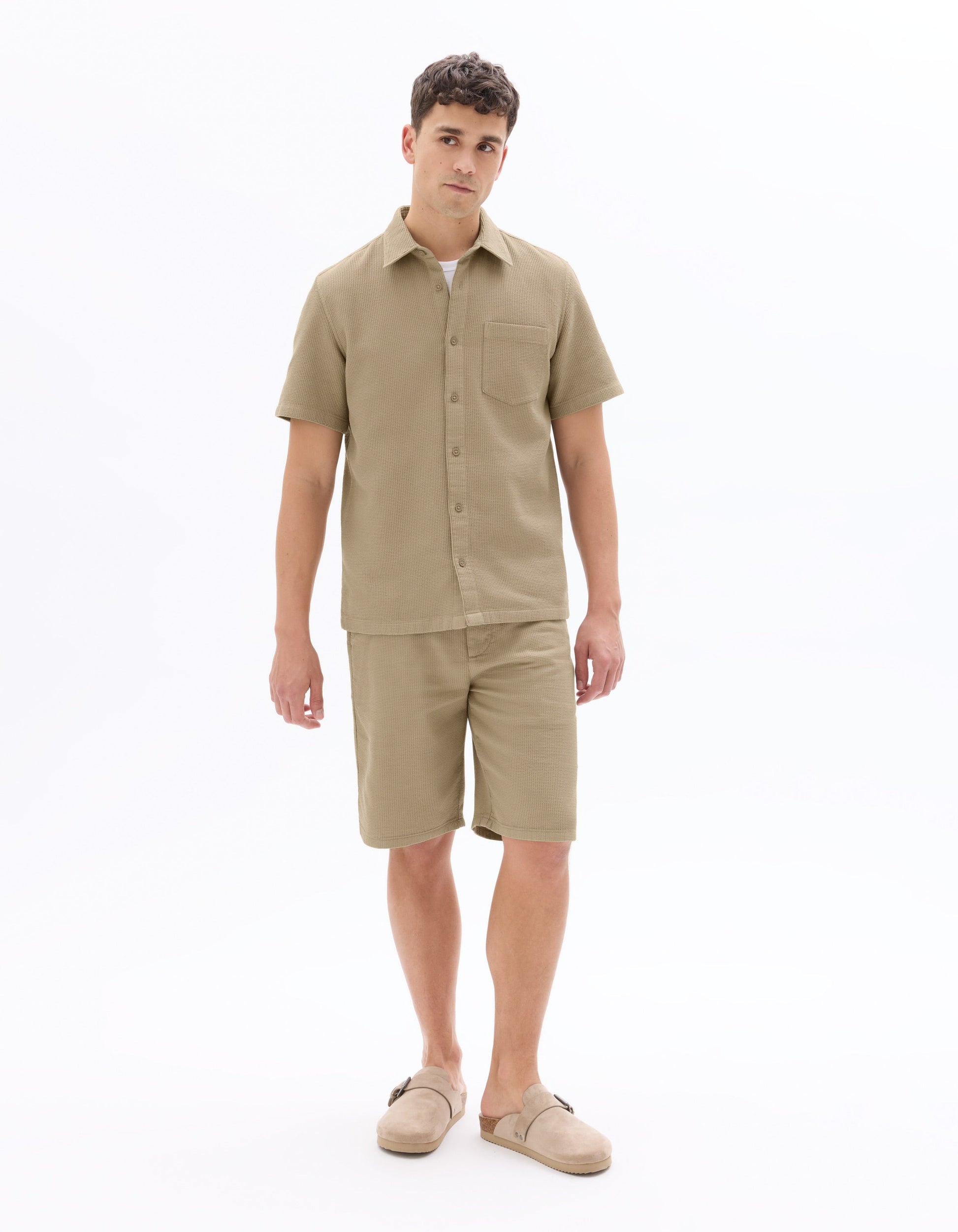 Regular Fit Honeycomb 100% Cotton Bermuda Shorts Celio
