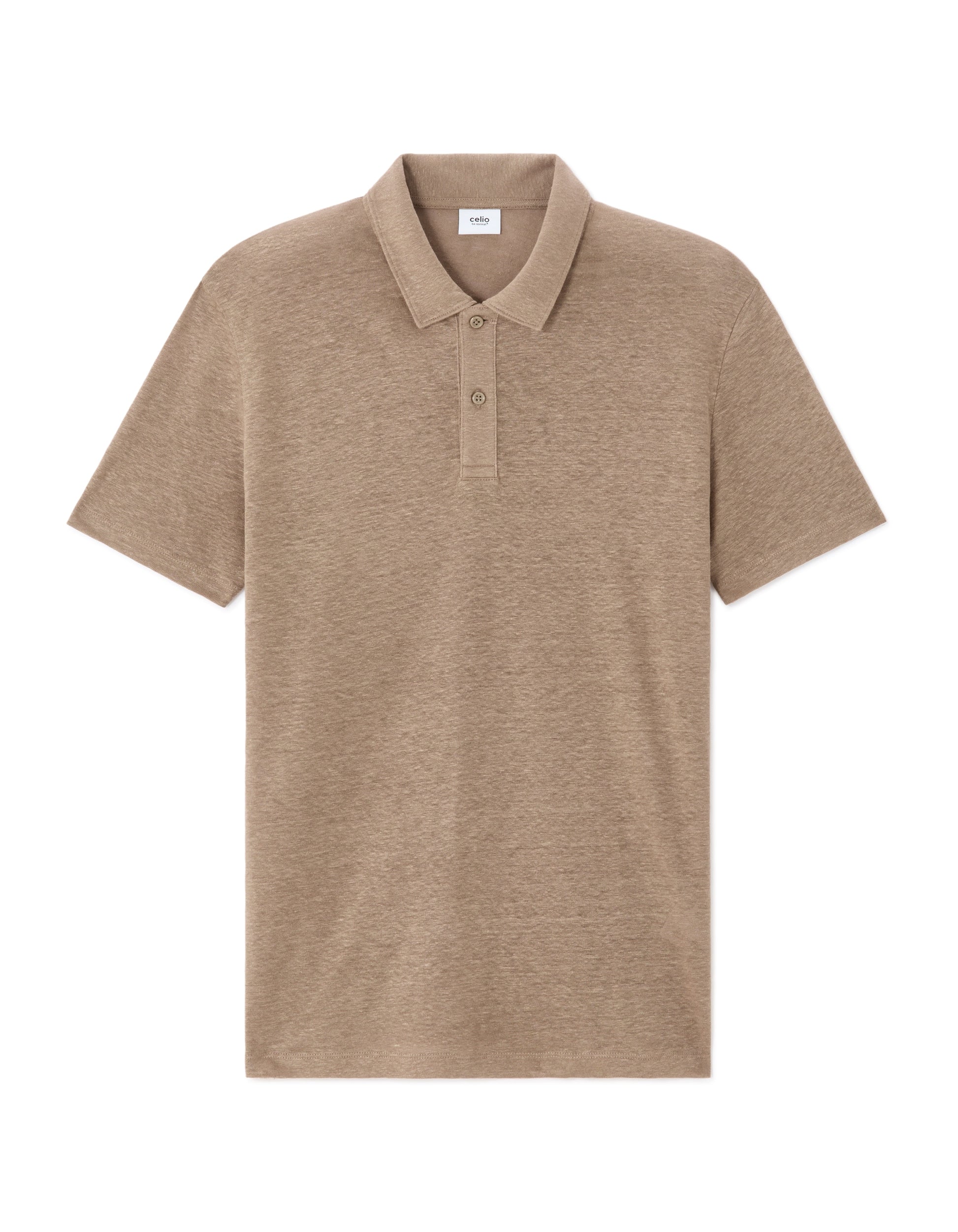 Celio Regular Fit 100% Linen Polo - Beige