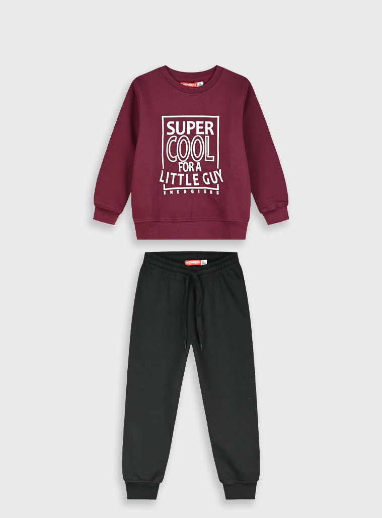Cotton Blend Boy Tracksuit - Black