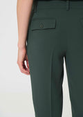 trousers in dark green in fluid crepe