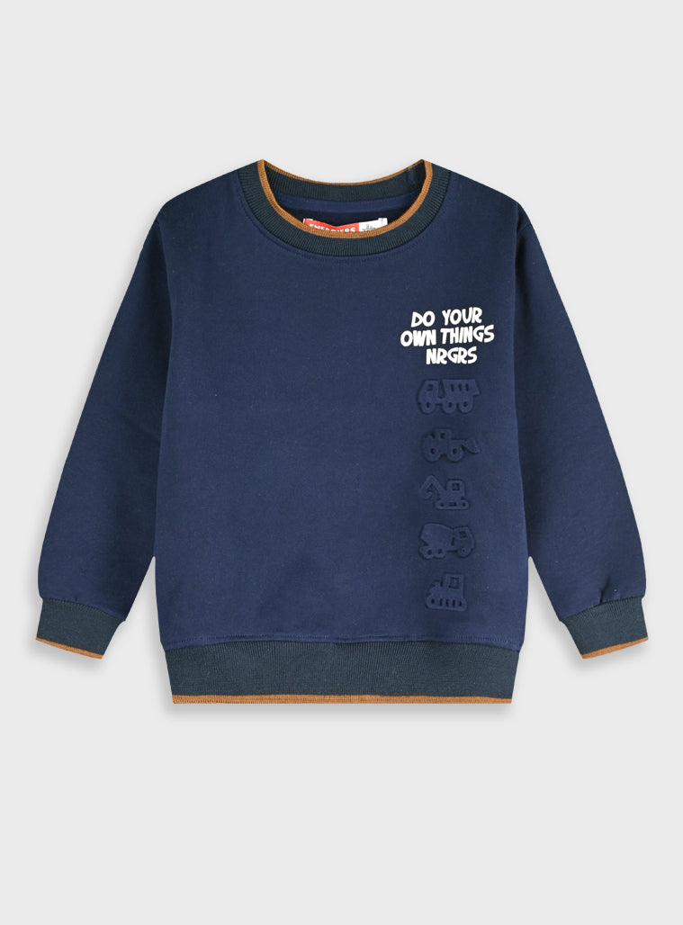 Cotton Blend Boy Blouse Sweatshirt - Navy