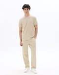 Celio Regular Fit 100% Cotton Ribbed Knit Joggers - Beige