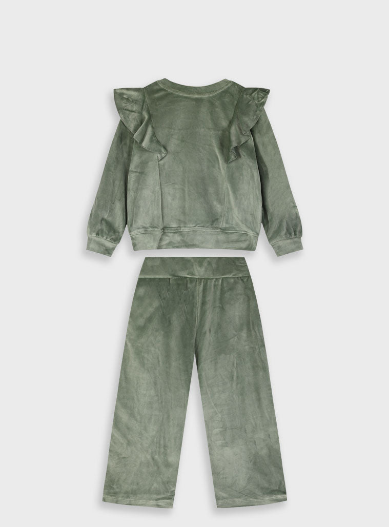 Cotton Blend Girl Set - Khaki