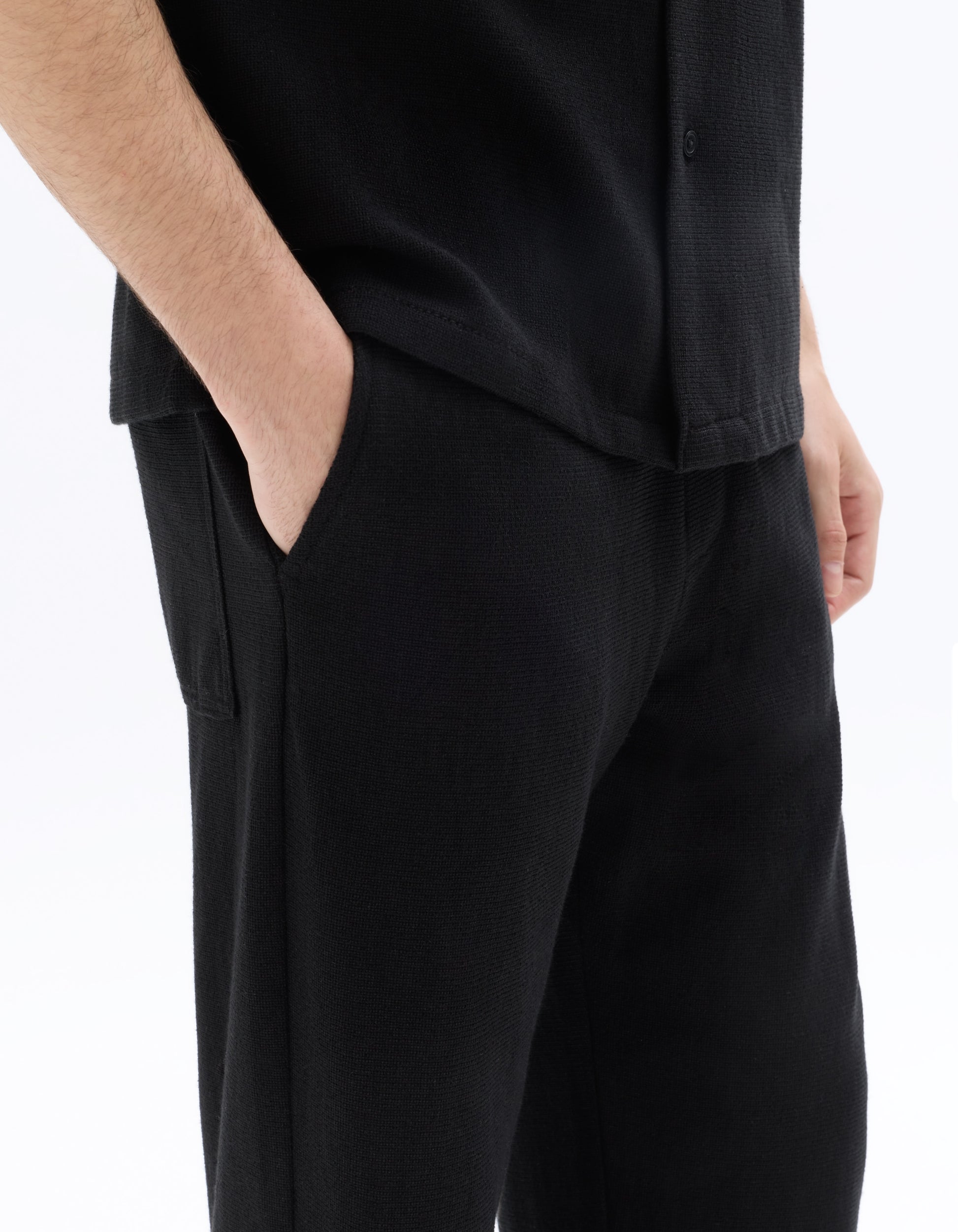 Celio Relaxed Fit Textured Knit Pants - Black