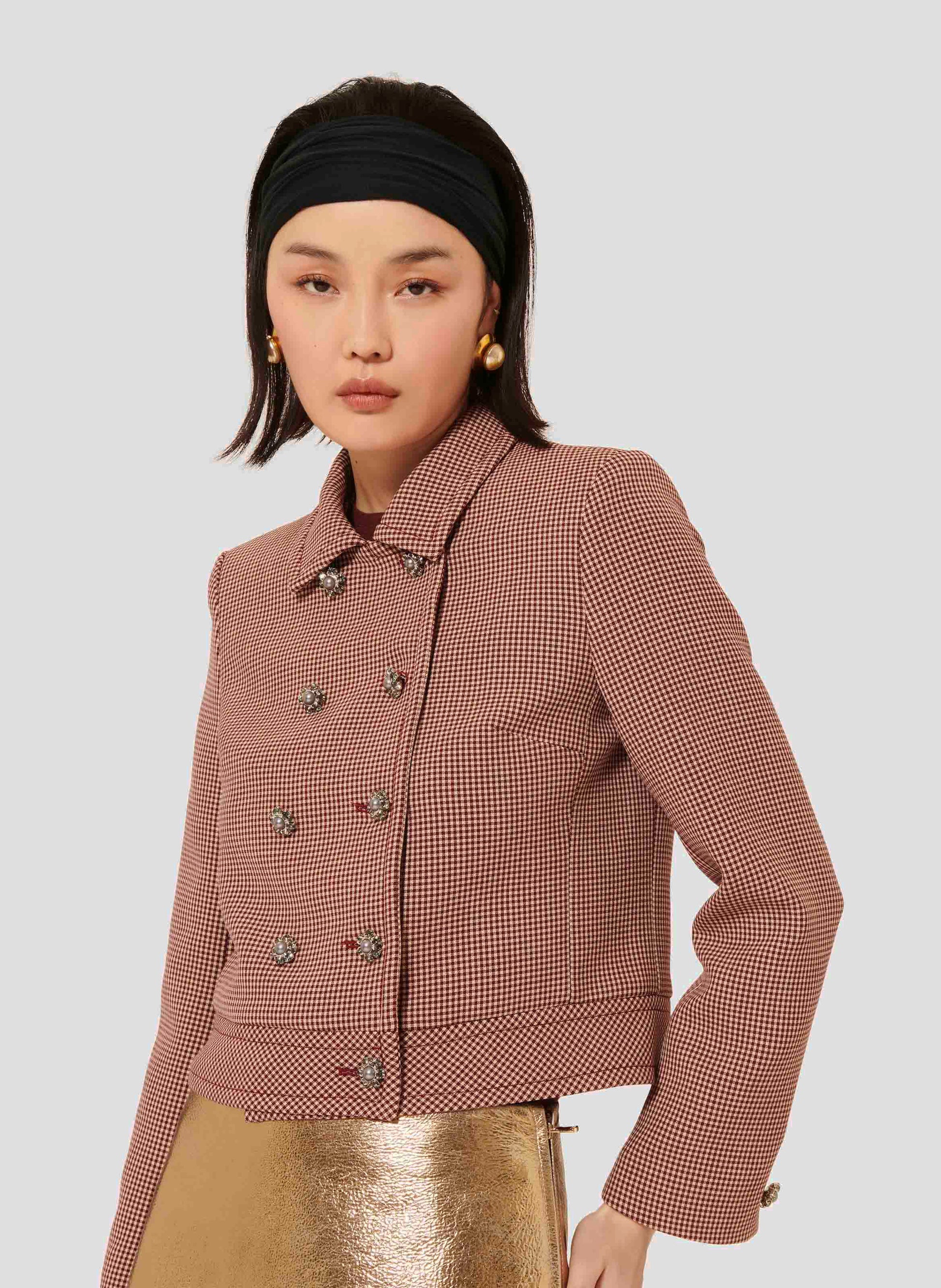 Virginia Burgundy Houndstooth Vest by Tara Jarmon Lebanon